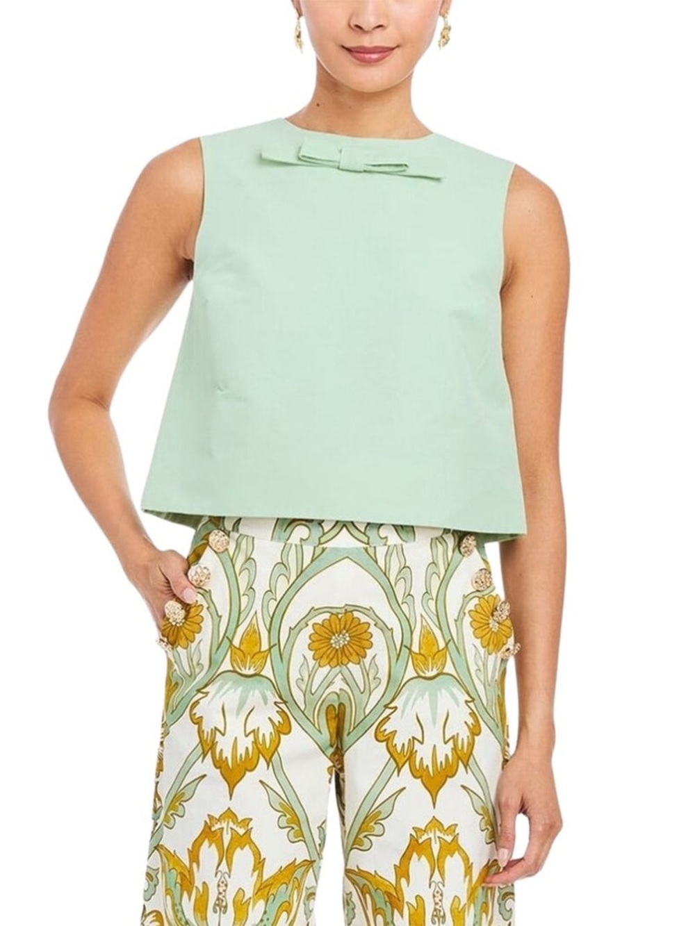 NWT Mestiza New York Bianca Bow Top ~ Malachite Green ~ Size Large